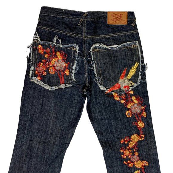 Kanji Evisu Mens Jeans Blue Selvedge Straight W32xL32 Embroider Denim Lot 0460 - Picture 11 of 12